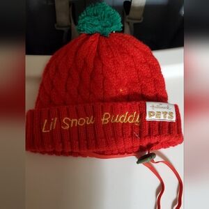 Hallmark Red Knit Pet Hat with Gold Accents, Lil Snow Buddies, S/M
